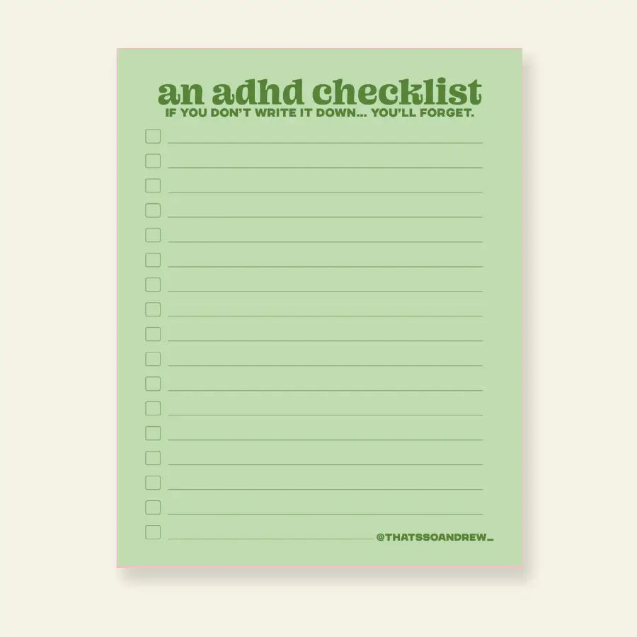 ADHD Checklist Notepad