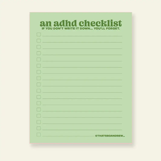 ADHD Checklist Notepad